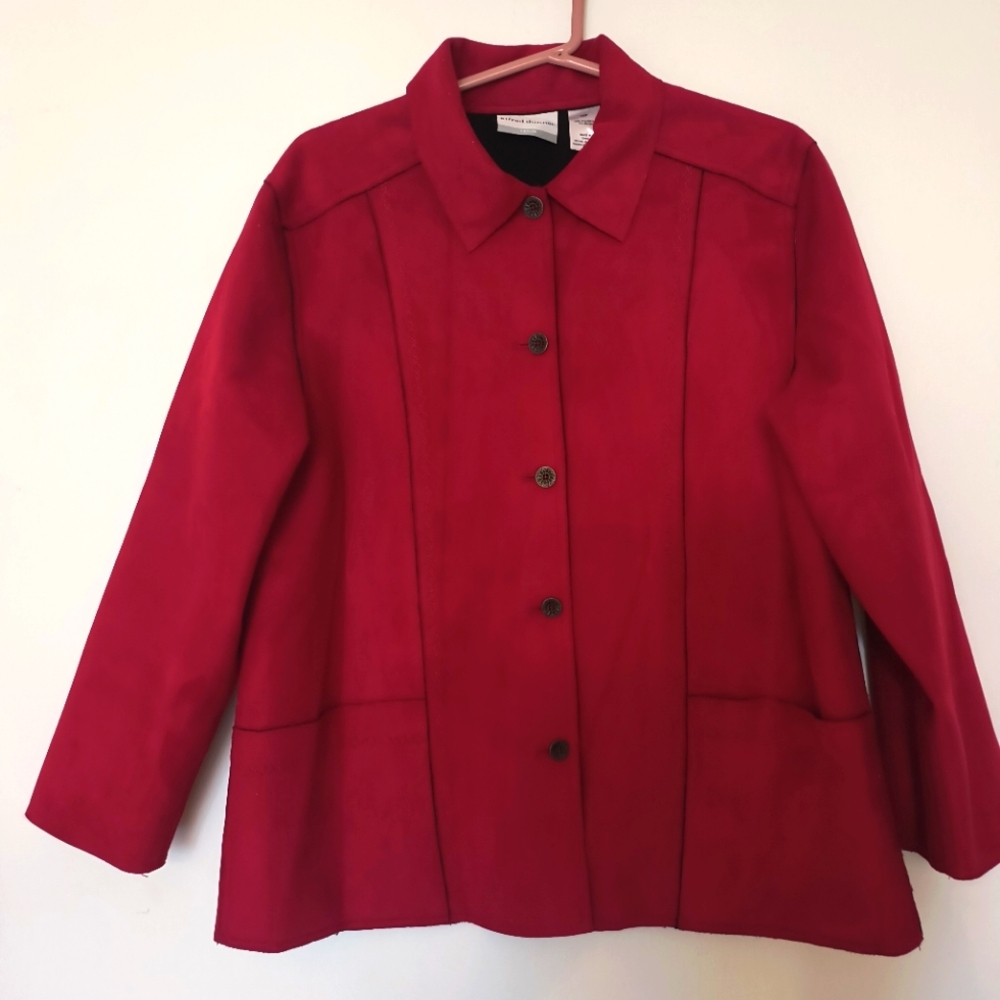 Bright red button up jacket Size 13 P